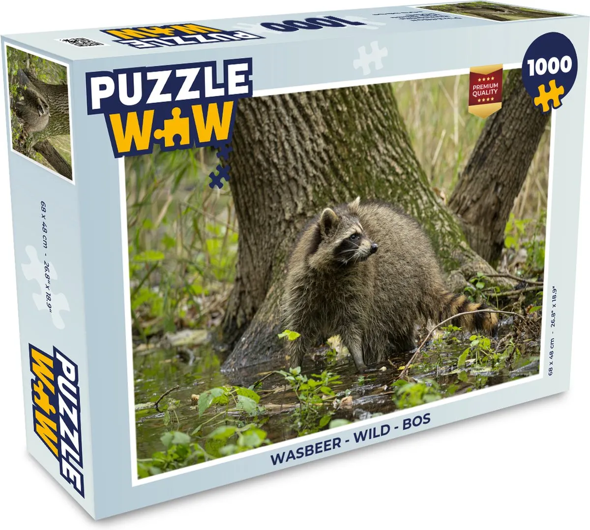 PuzzleWow Wasbeer Wild Bos Legpuzzel 1000 Stuks - Multicolor