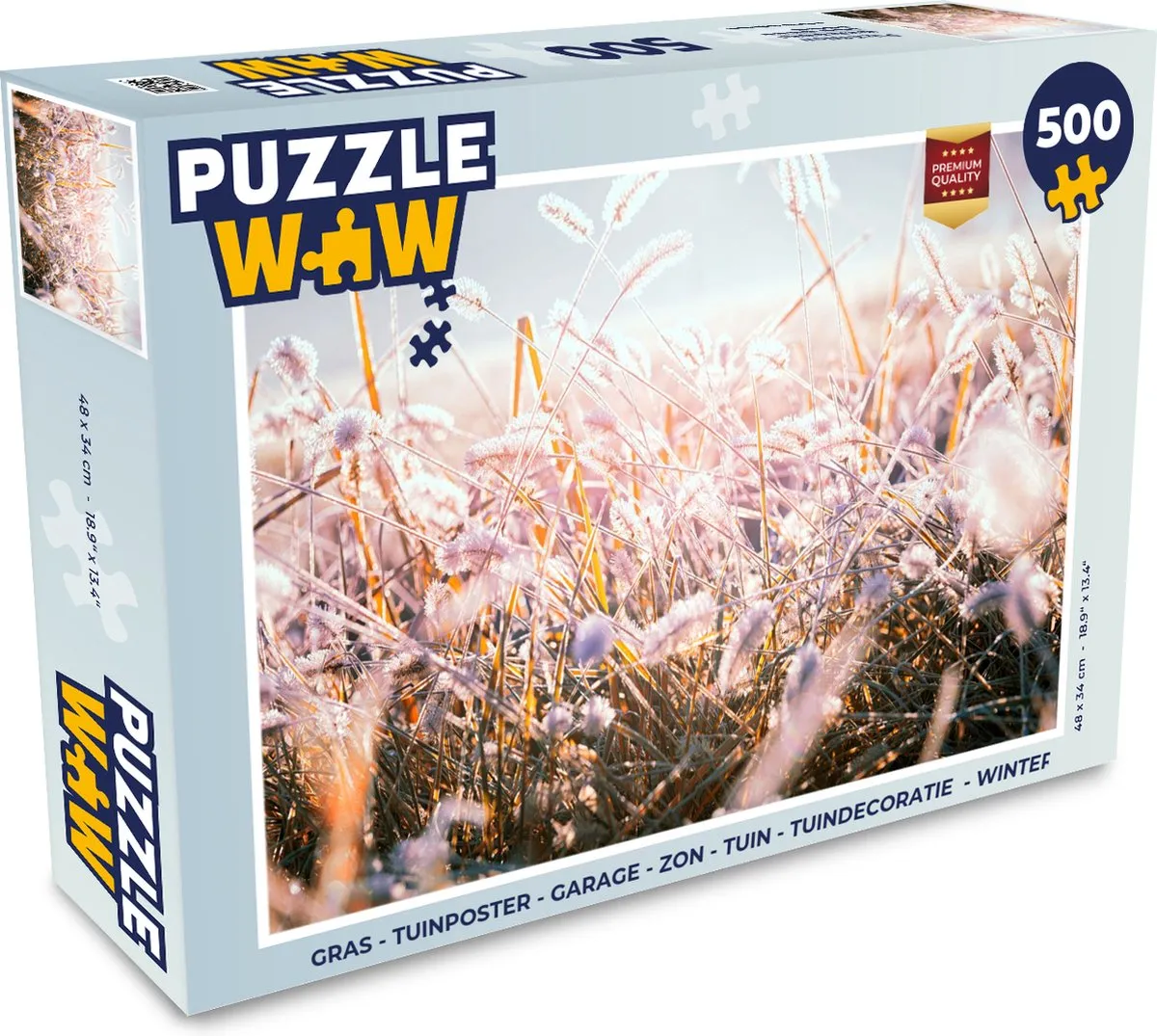 PuzzleWow Legpuzzel Gras Zon Winter Sneeuw 500 Stuks - Multicolor