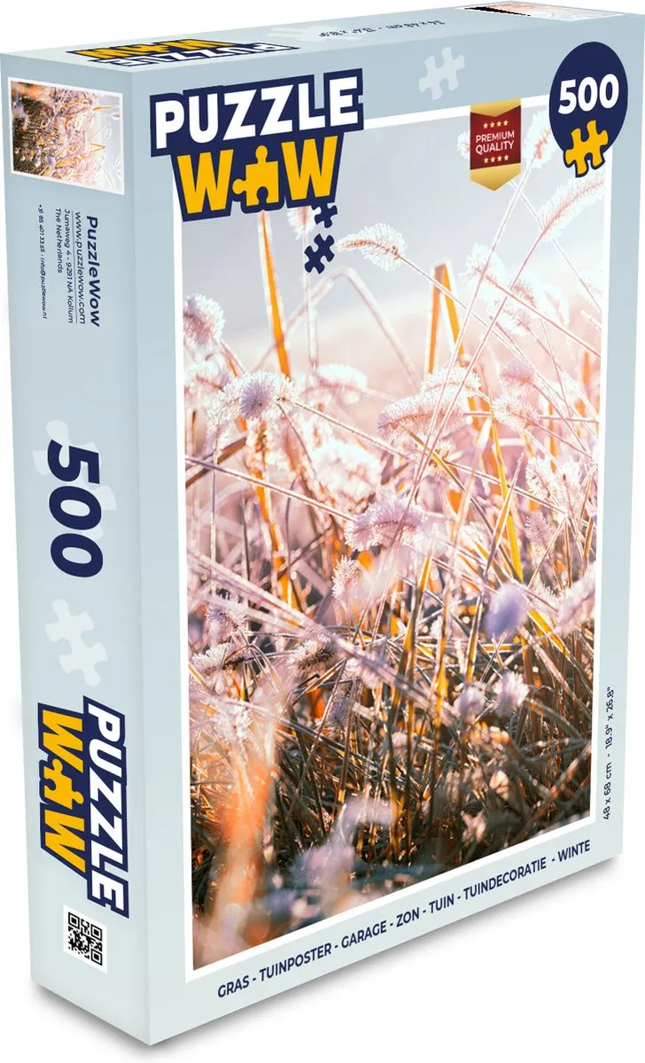 PuzzleWow Legpuzzel Gras Zon Winter Sneeuw 500 Stuks - Multicolor