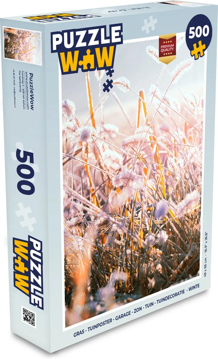 PuzzleWow Legpuzzel Gras Zon Winter Sneeuw 500 Stuks
