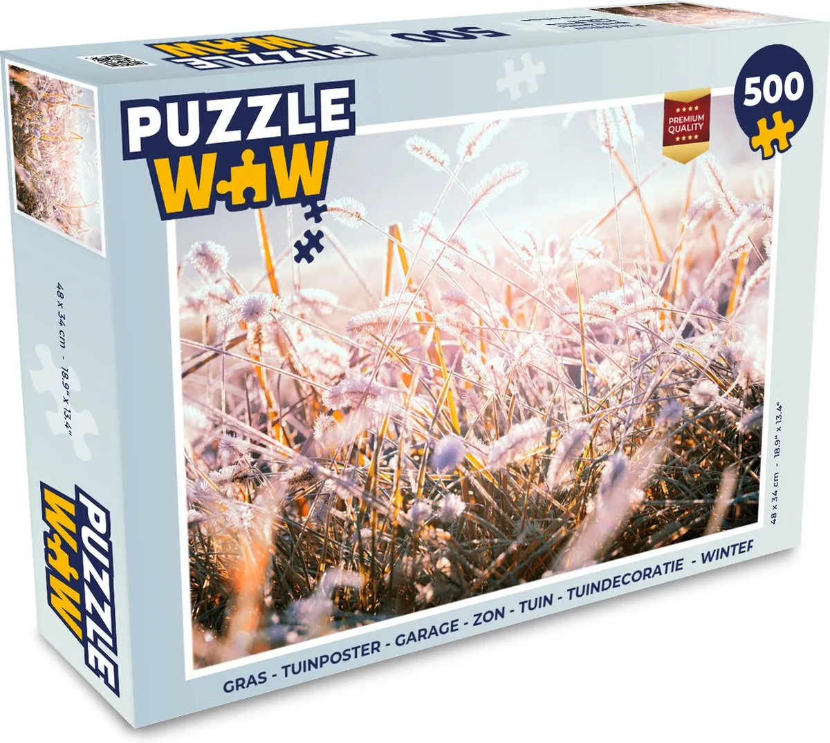 PuzzleWow Legpuzzel Gras Zon Winter Sneeuw 500 Stuks - Multicolor