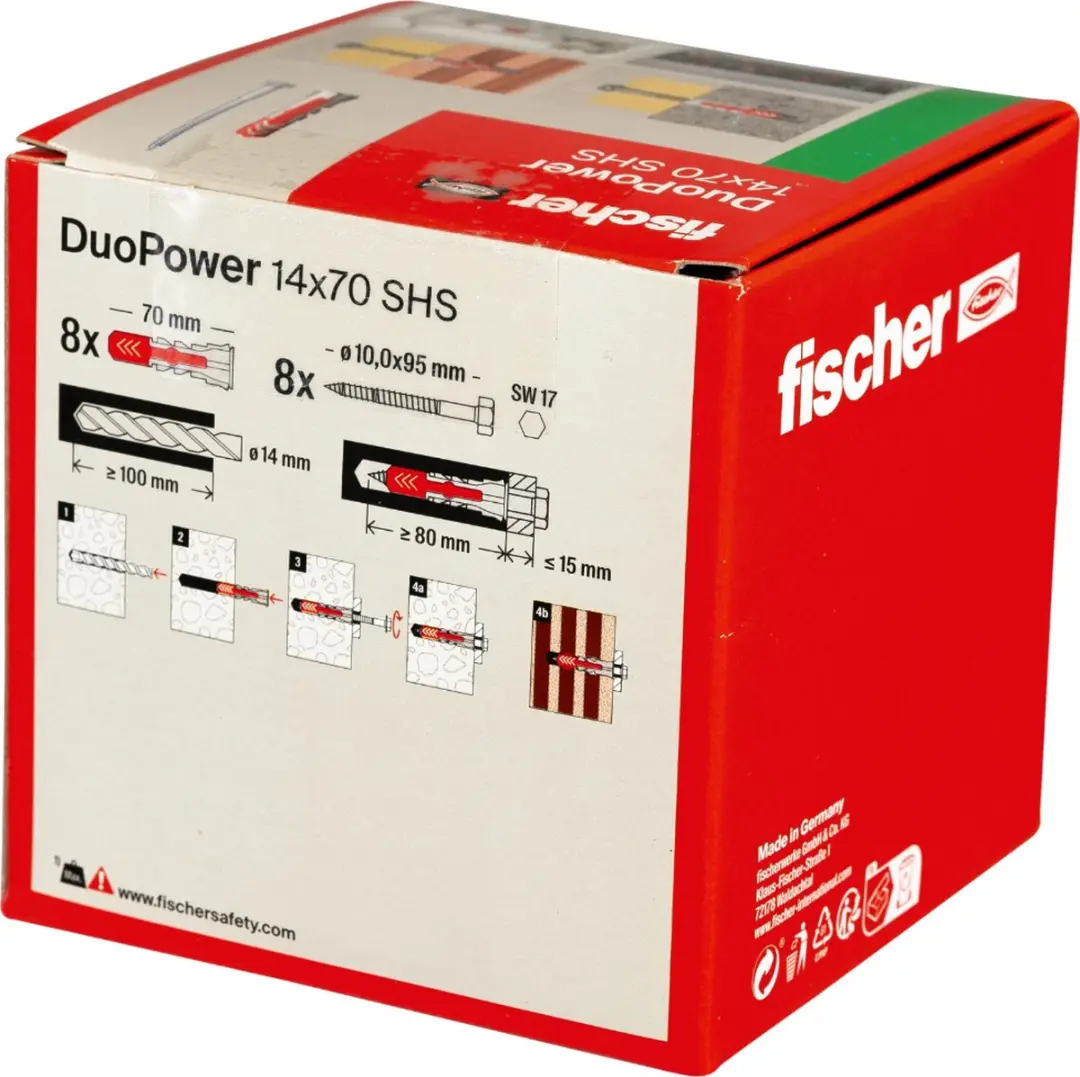 Fischer DuoPower 14x70 - 8 Stuks met zeskantschroef 10x95