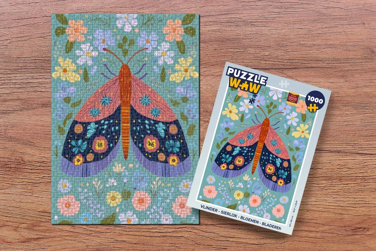 PuzzleWow Vlinder Sierlijk Bloemen Legpuzzel 1000 Stuks