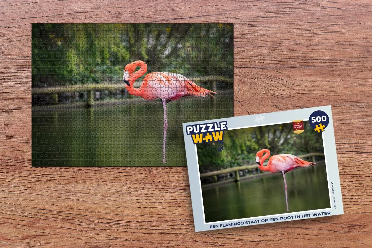 PuzzleWow Legpuzzel Flamingo 500 Stuks - Multicolor