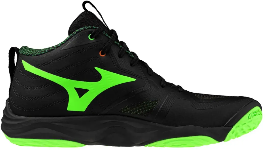 Mizuno Wave Momentum Elite Mid Indoor Schoenen - 43 - Zwart/Gloeiend Appel/Mandarijnoranje
