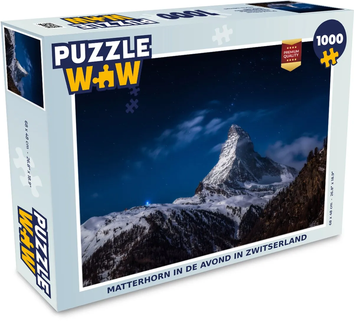 PuzzleWow Matterhorn Avond in Zwitserland Legpuzzel 1000 Stuks - Multicolor