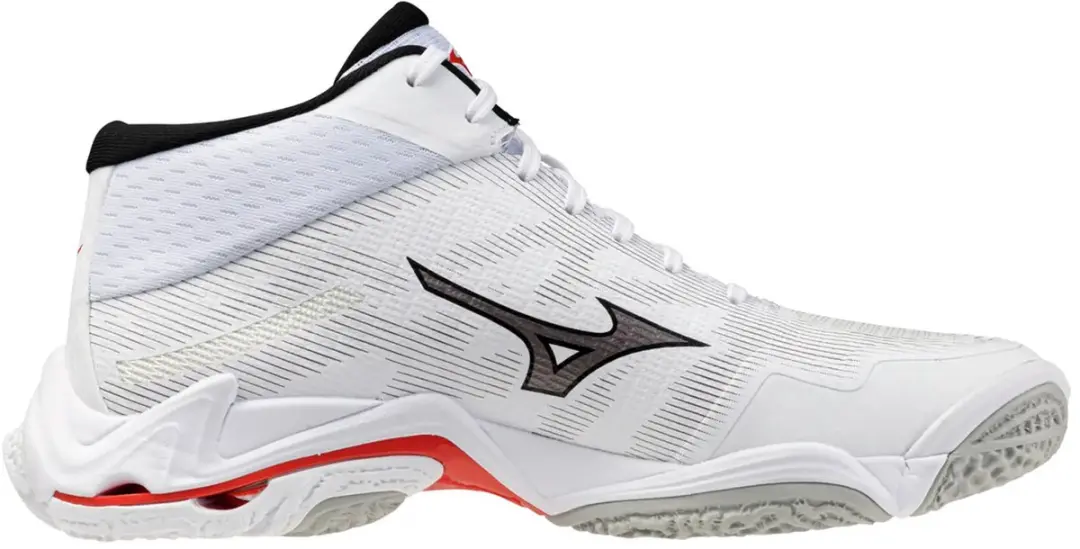 Mizuno Wave Lightning Elite Mid Schoenen - 46.5 - Wit/Zwart/Rood - afbeelding 2 van 2