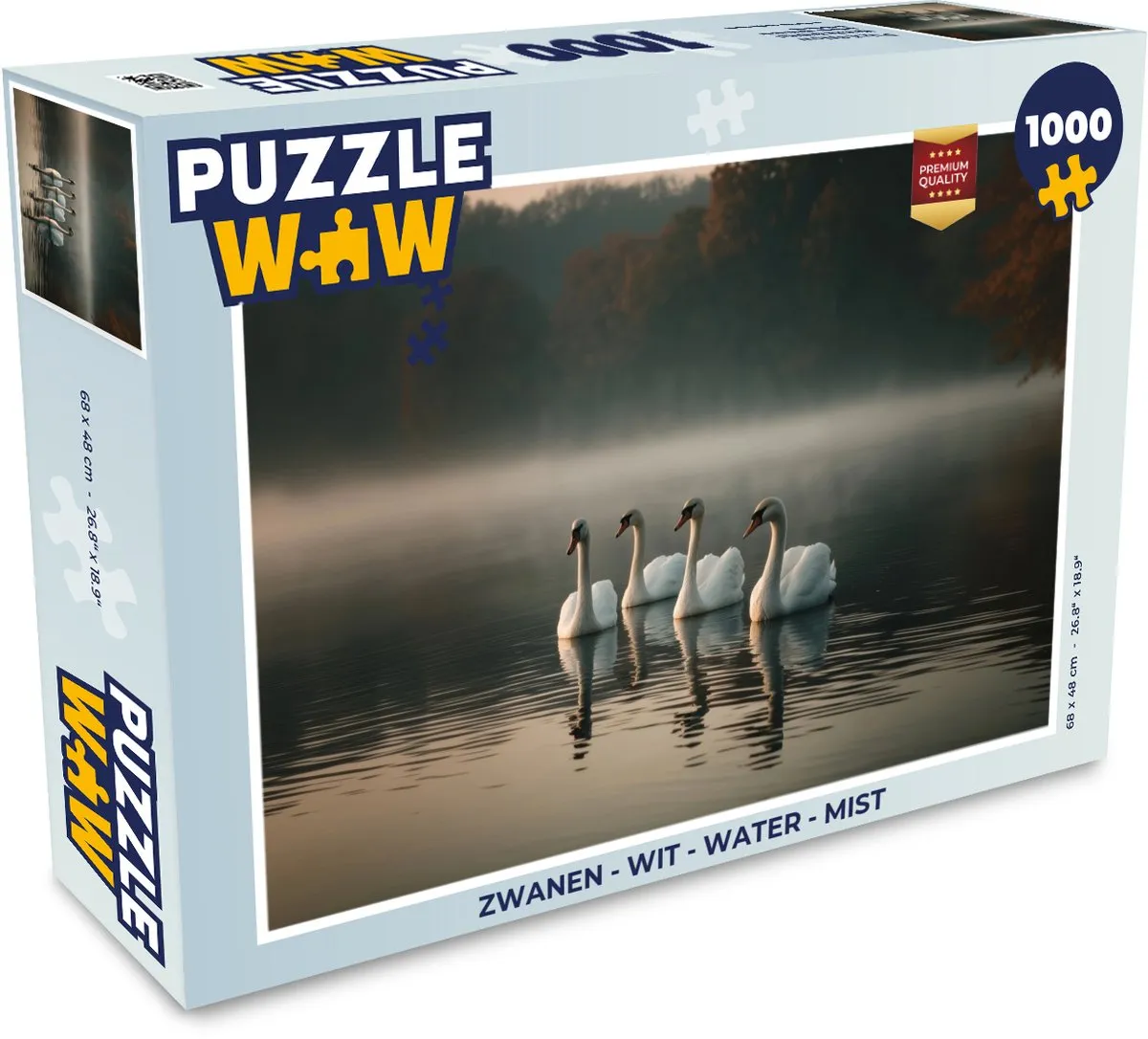 PuzzleWow Zwanen Mist Legpuzzel 1000 Stukjes
