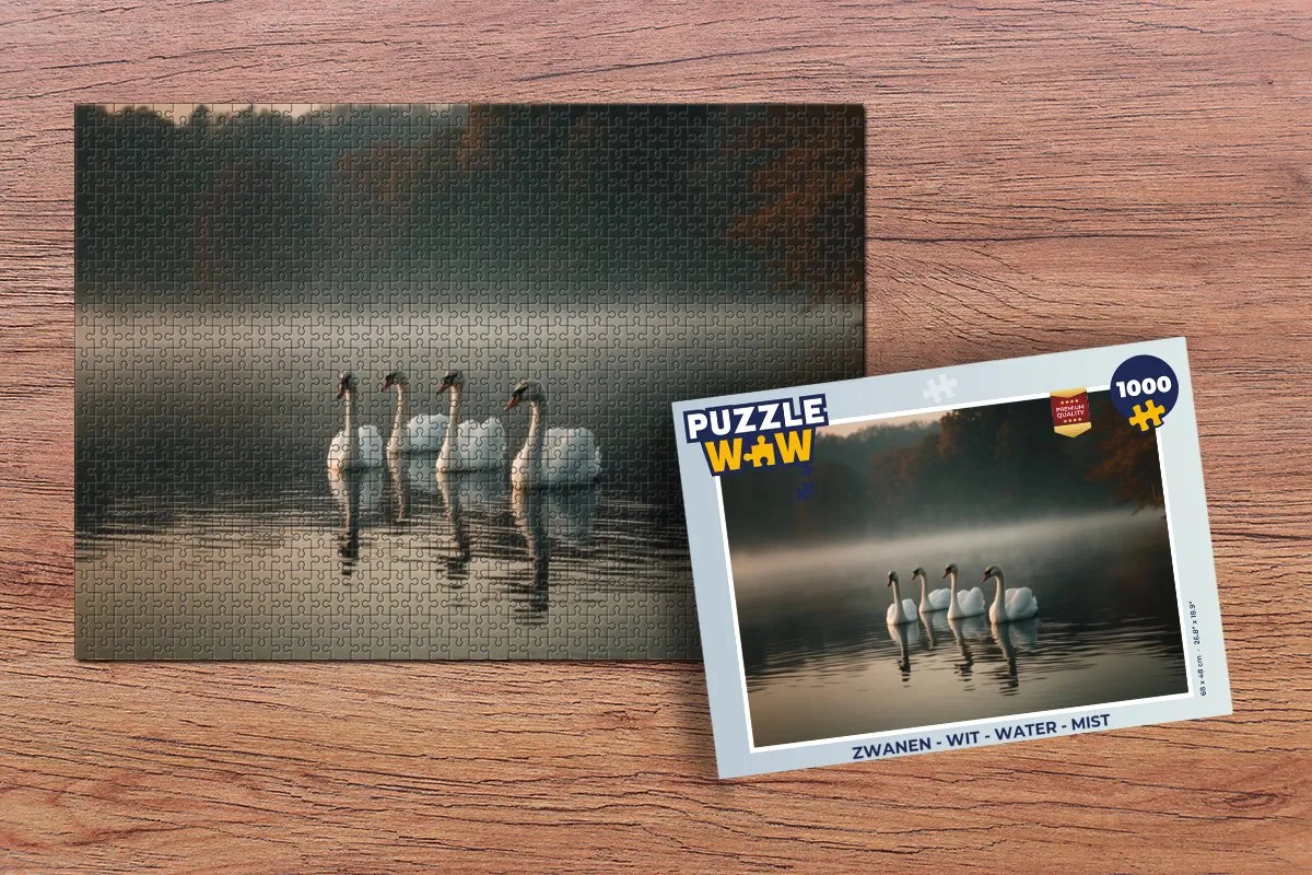 PuzzleWow Zwanen Mist Legpuzzel 1000 Stukjes