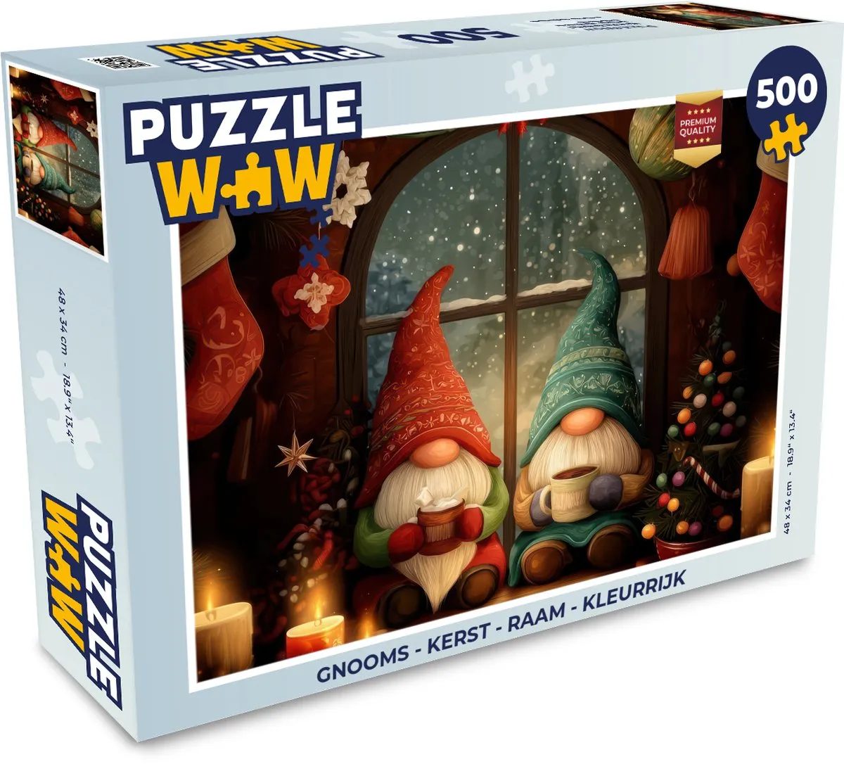 PuzzleWow Gnooms Kerst Raam Puzzel 500 Stuks