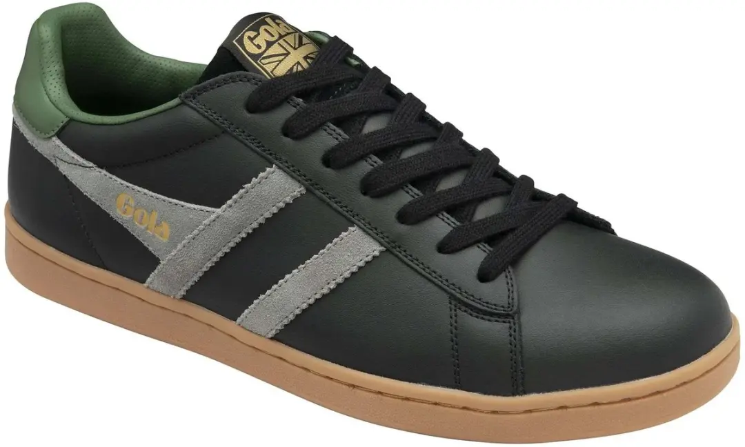 Gola Equipe II Leren Sportschoenen - 45 - Zwart/Cement/Evergreen
