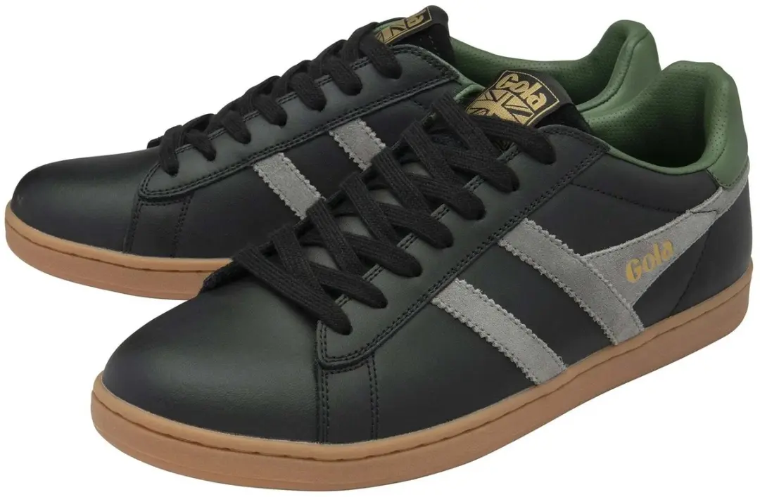 Gola Equipe II Leren Sportschoenen - 45 - Zwart/Cement/Evergreen