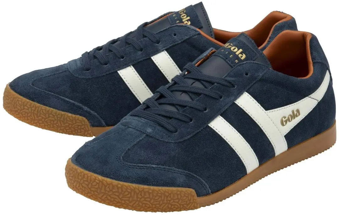 Gola Harrier Leren Sportschoenen - Marineblauw/Offwhite/Moody Oranje