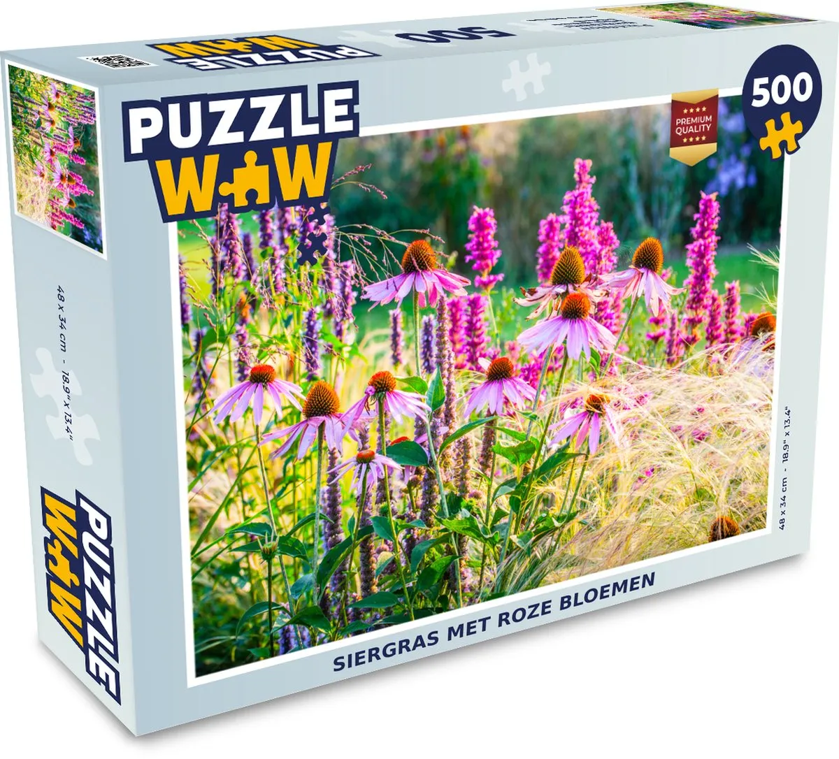 PuzzleWow Siergras Roze Bloemen Legpuzzel 500 Stuks