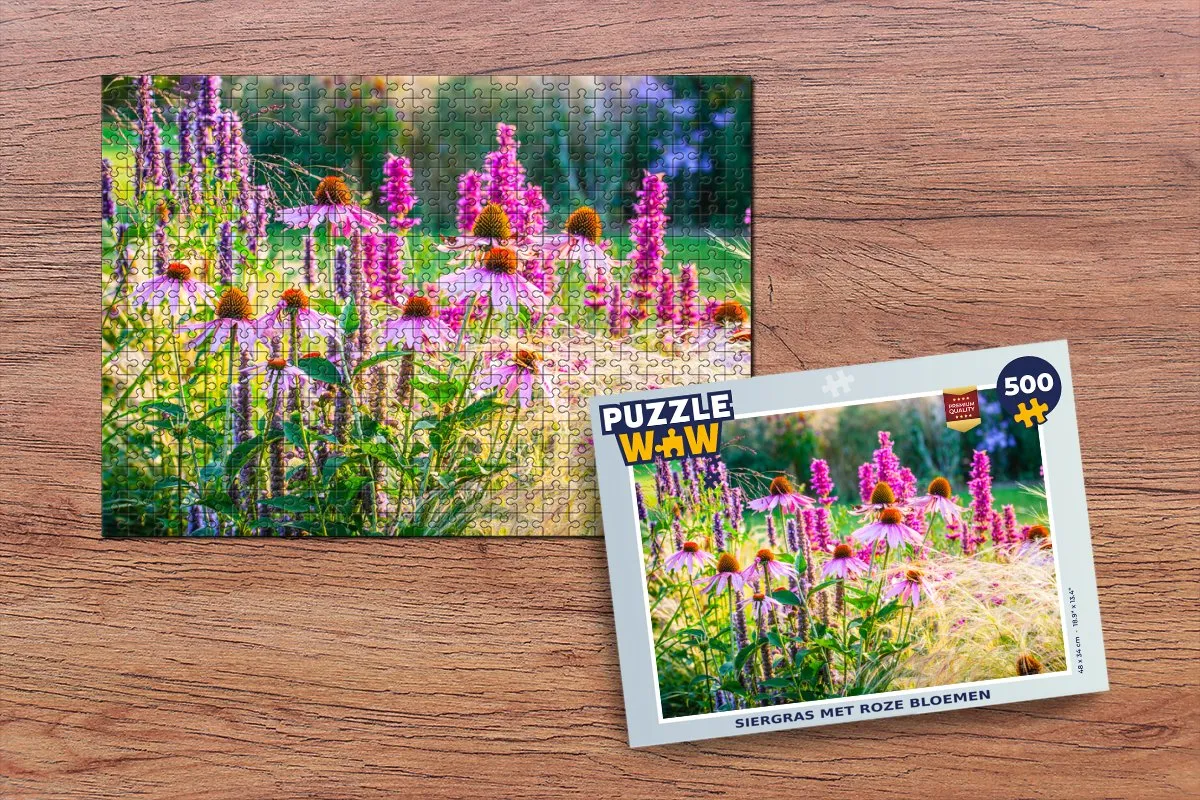 PuzzleWow Siergras Roze Bloemen Legpuzzel 500 Stuks - Multicolor