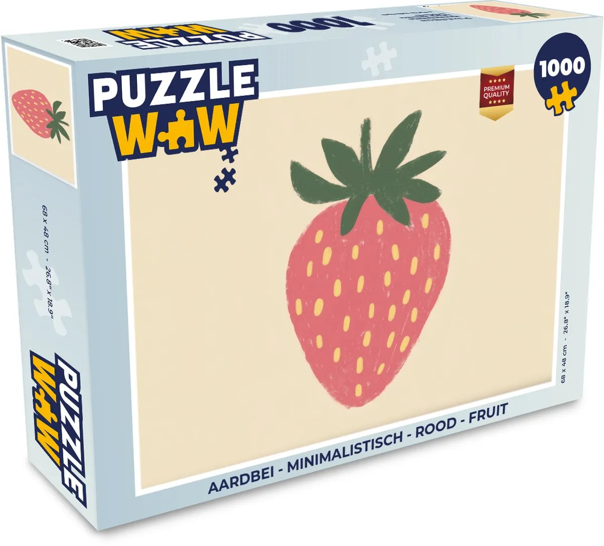PuzzleWow Aardbei Legpuzzel 1000 Stuks - Minimalistisch Rood
