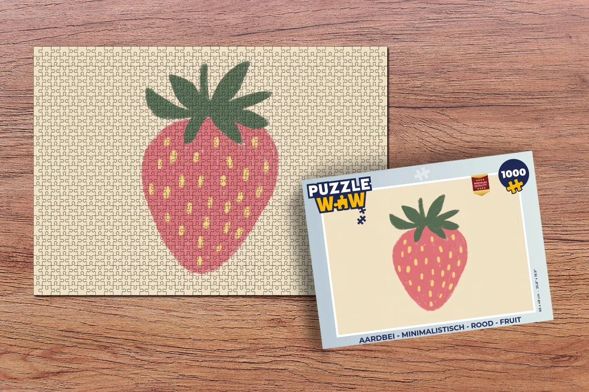 PuzzleWow Aardbei Legpuzzel 1000 Stuks - Minimalistisch Rood