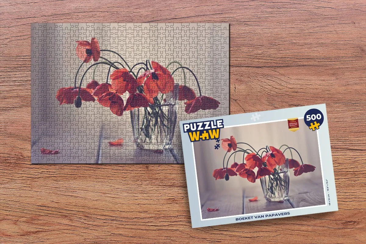 PuzzleWow Boeket van Papavers Legpuzzel 500 Stuks - Multicolor