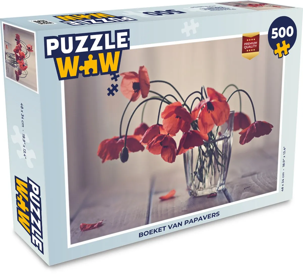 PuzzleWow Boeket van Papavers Legpuzzel 500 Stuks - Multicolor