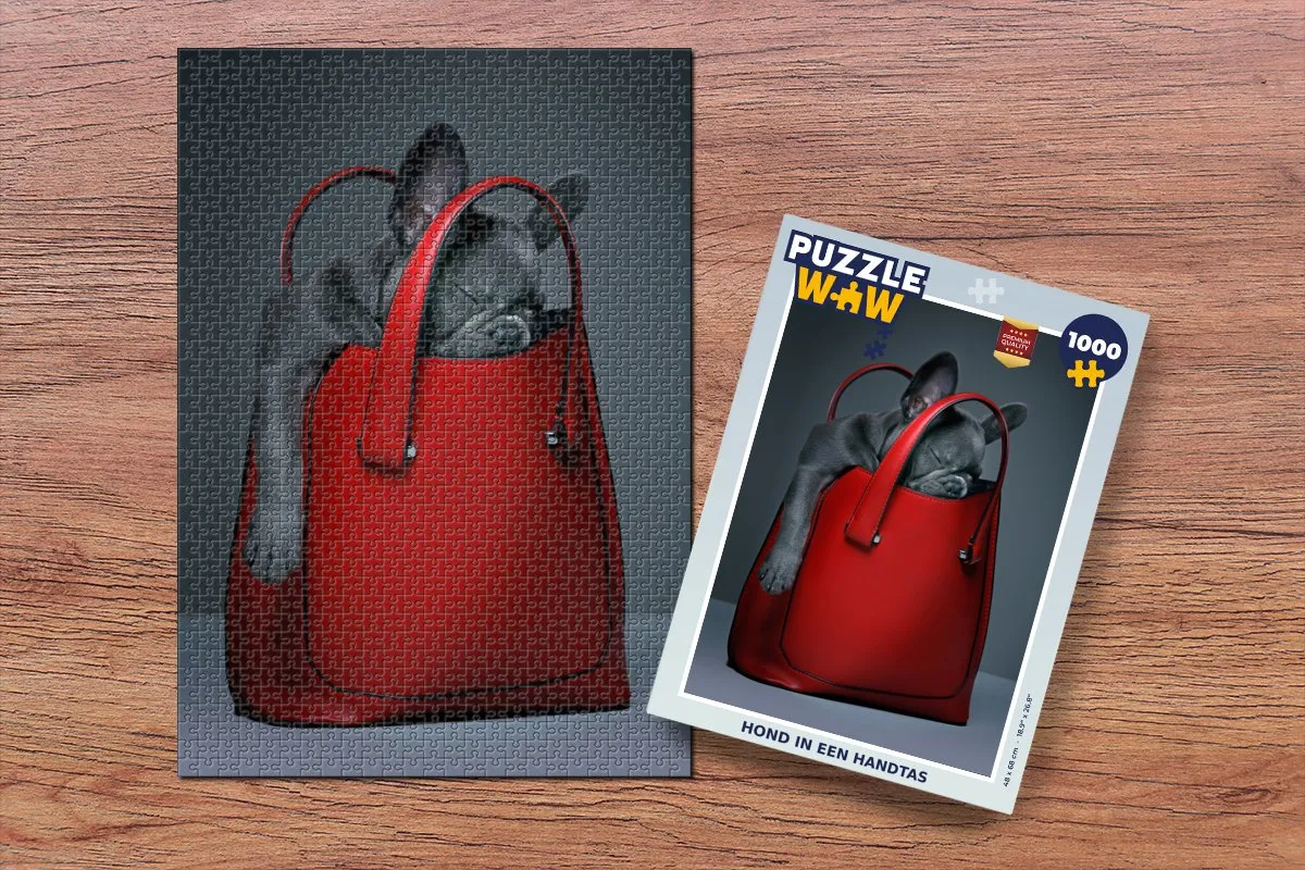 PuzzleWow Hond in een Handtas Legpuzzel 1000 Stuks - Multicolor