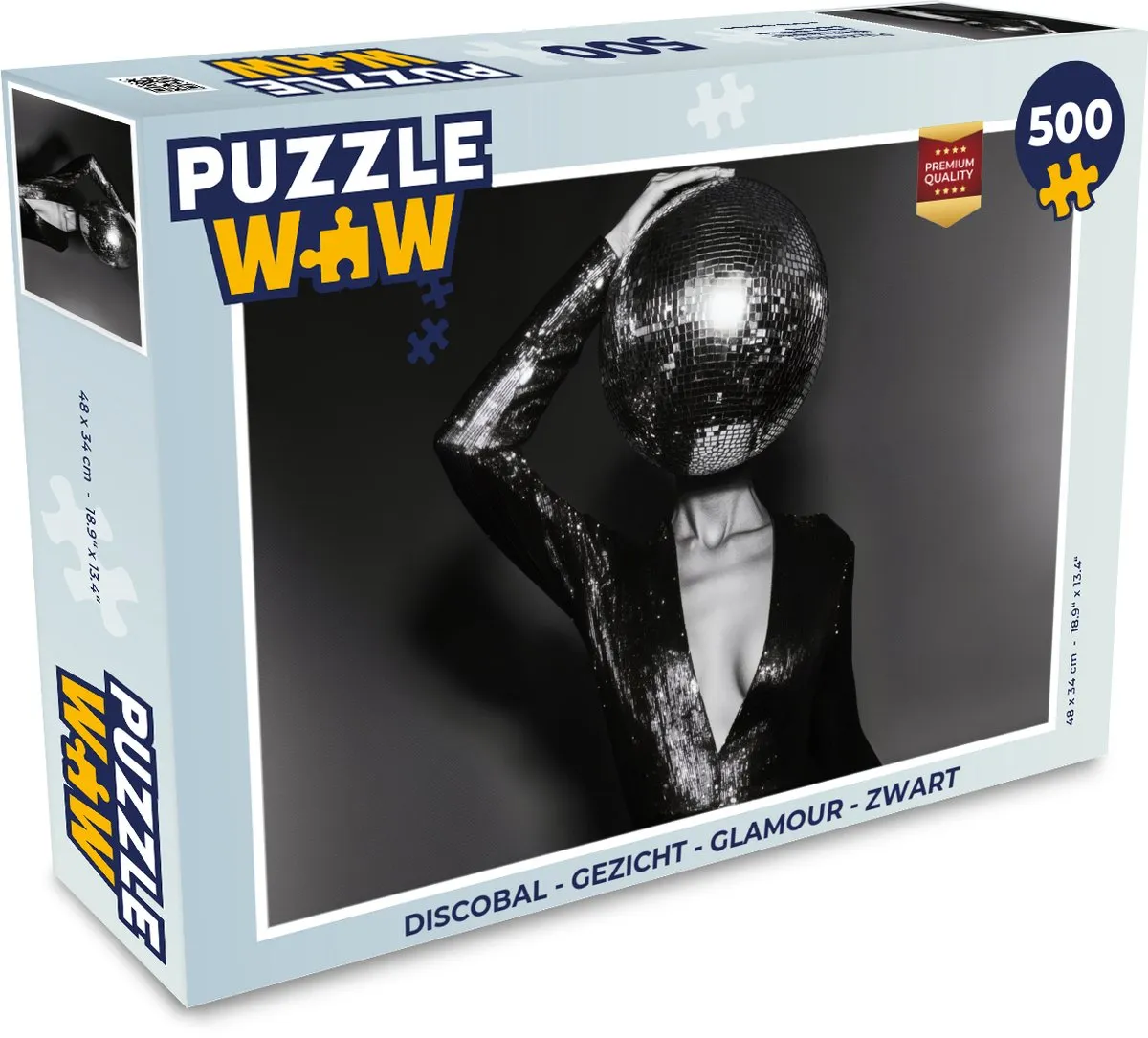 PuzzleWow Discobal Glamour Legpuzzel 500 Stuks - Zwart