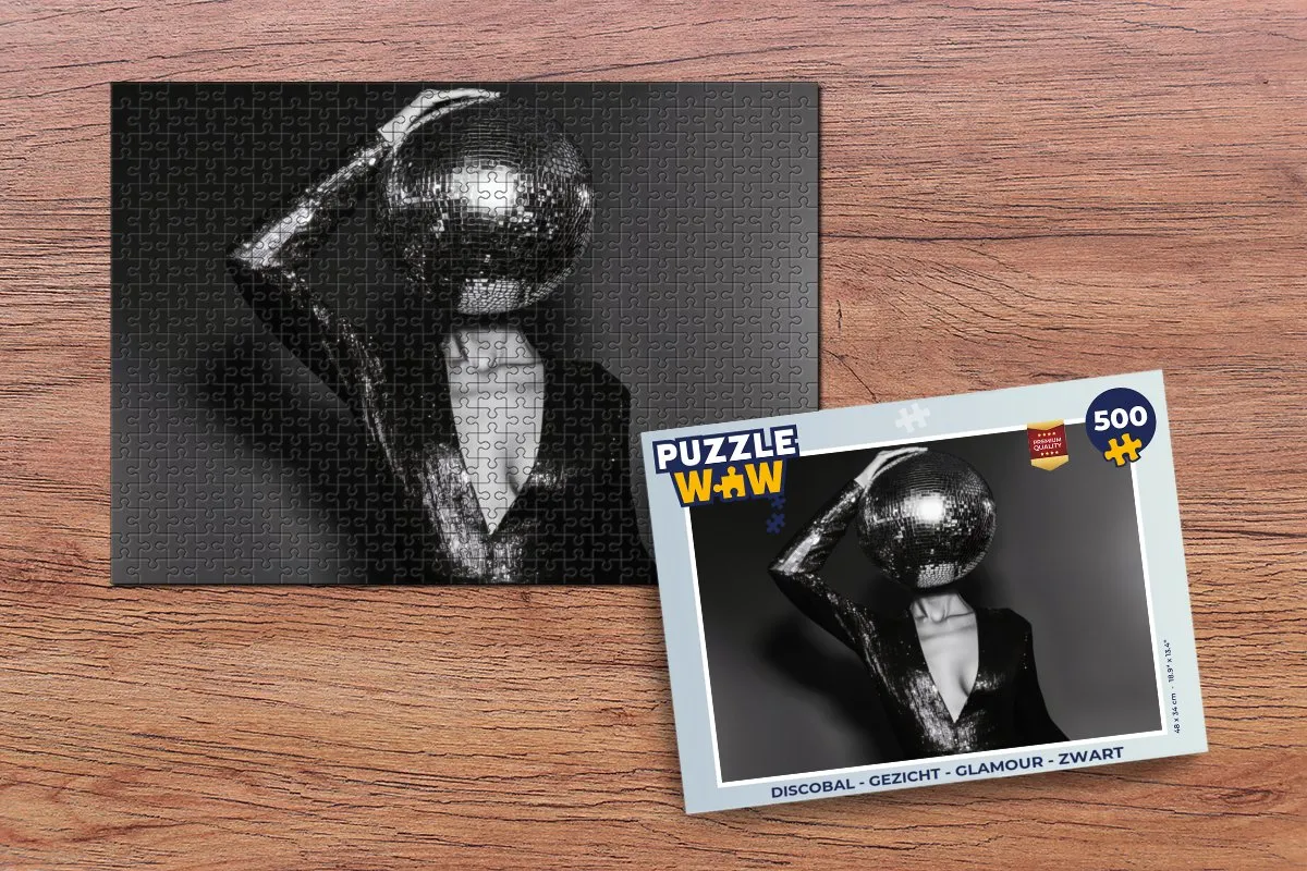 PuzzleWow Discobal Glamour Legpuzzel 500 Stuks - Zwart