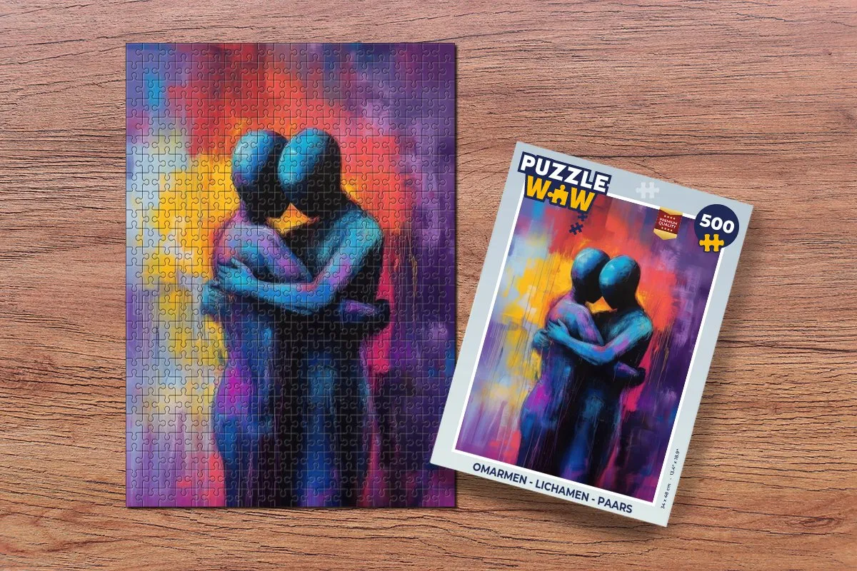 PuzzleWow Omarmen - Lichamen Legpuzzel 500 Stuks - Paars