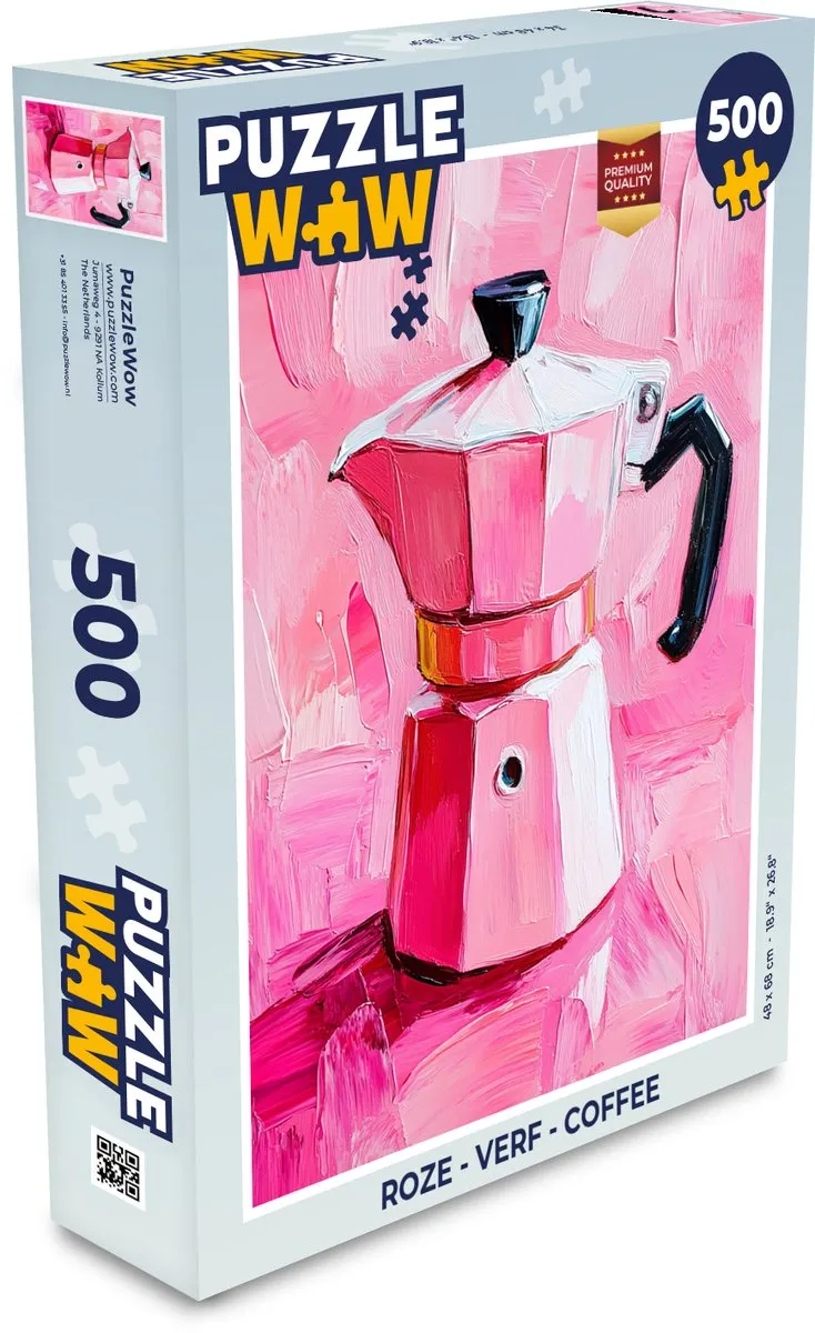 PuzzleWow Koffie Roze Legpuzzel 500 Stuks