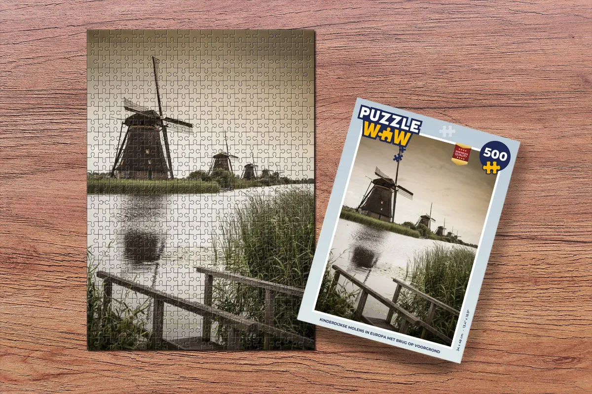 PuzzleWow Molen & Brug Puzzel 500 Stuks - Multicolor