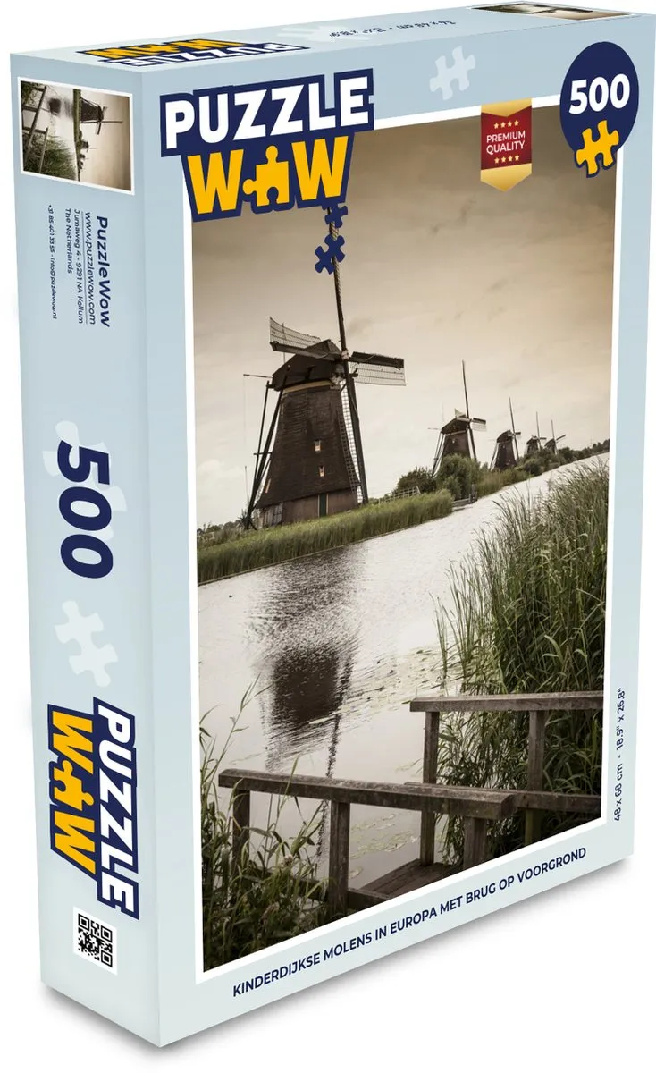 PuzzleWow Molen & Brug Puzzel 500 Stuks