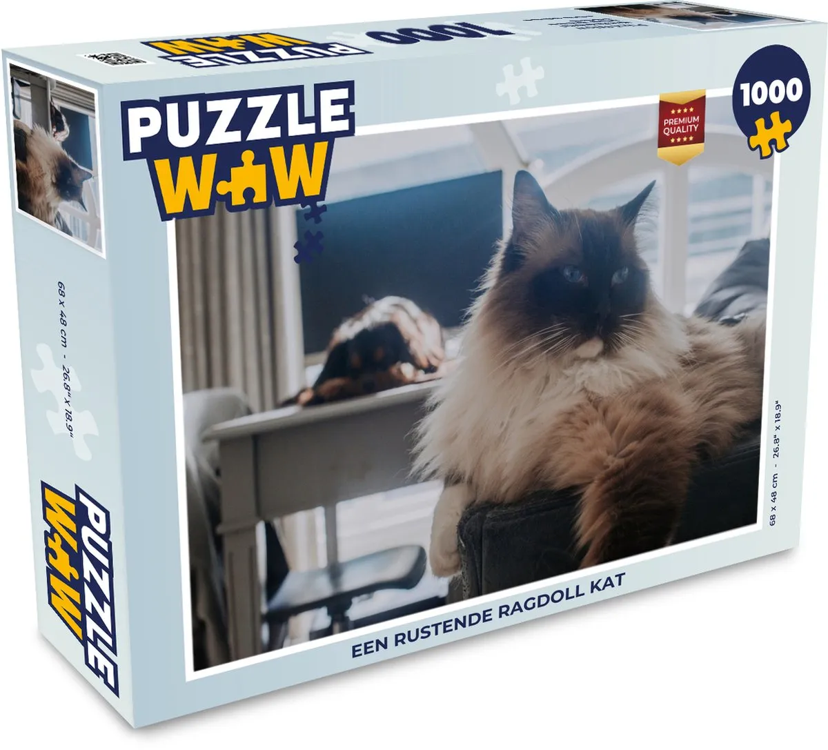PuzzleWow Legpuzzel Een Rustende Ragdoll Kat 1000 Stuks