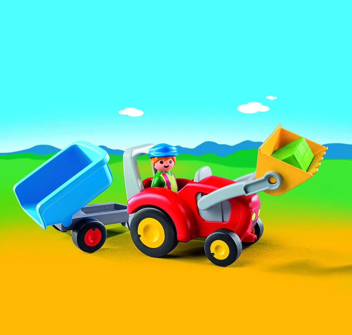 PLAYMOBIL 1.2.3 Boer met tractor en aanhangwagen - 6964