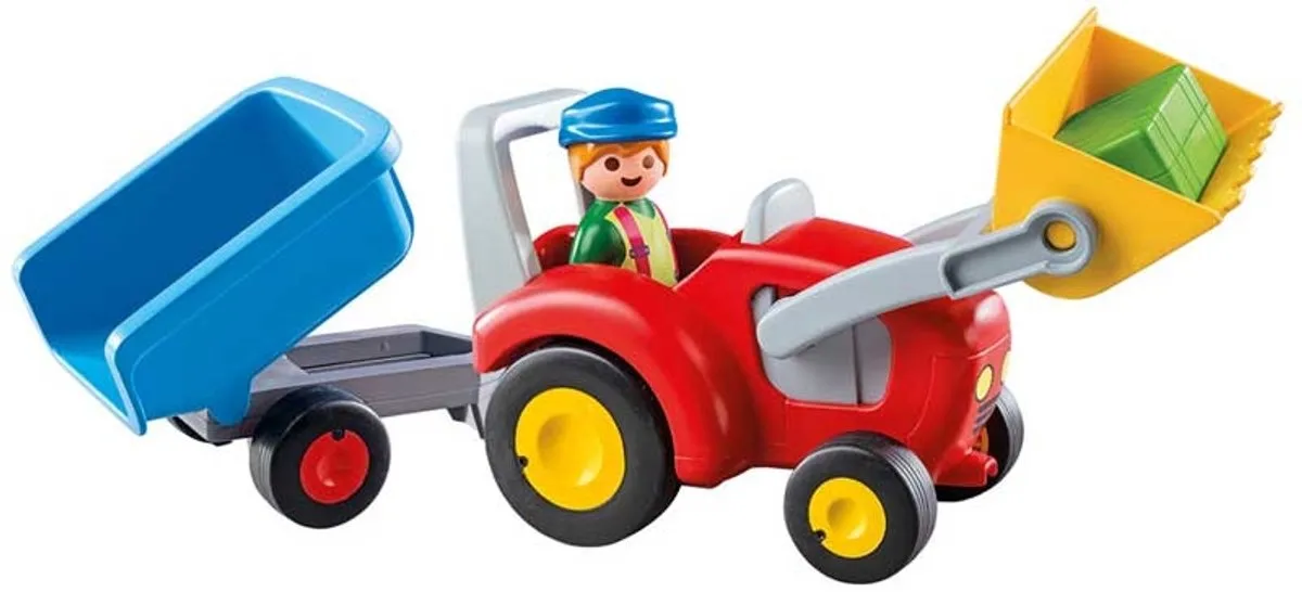 PLAYMOBIL 1.2.3 Boer met tractor en aanhangwagen - 6964