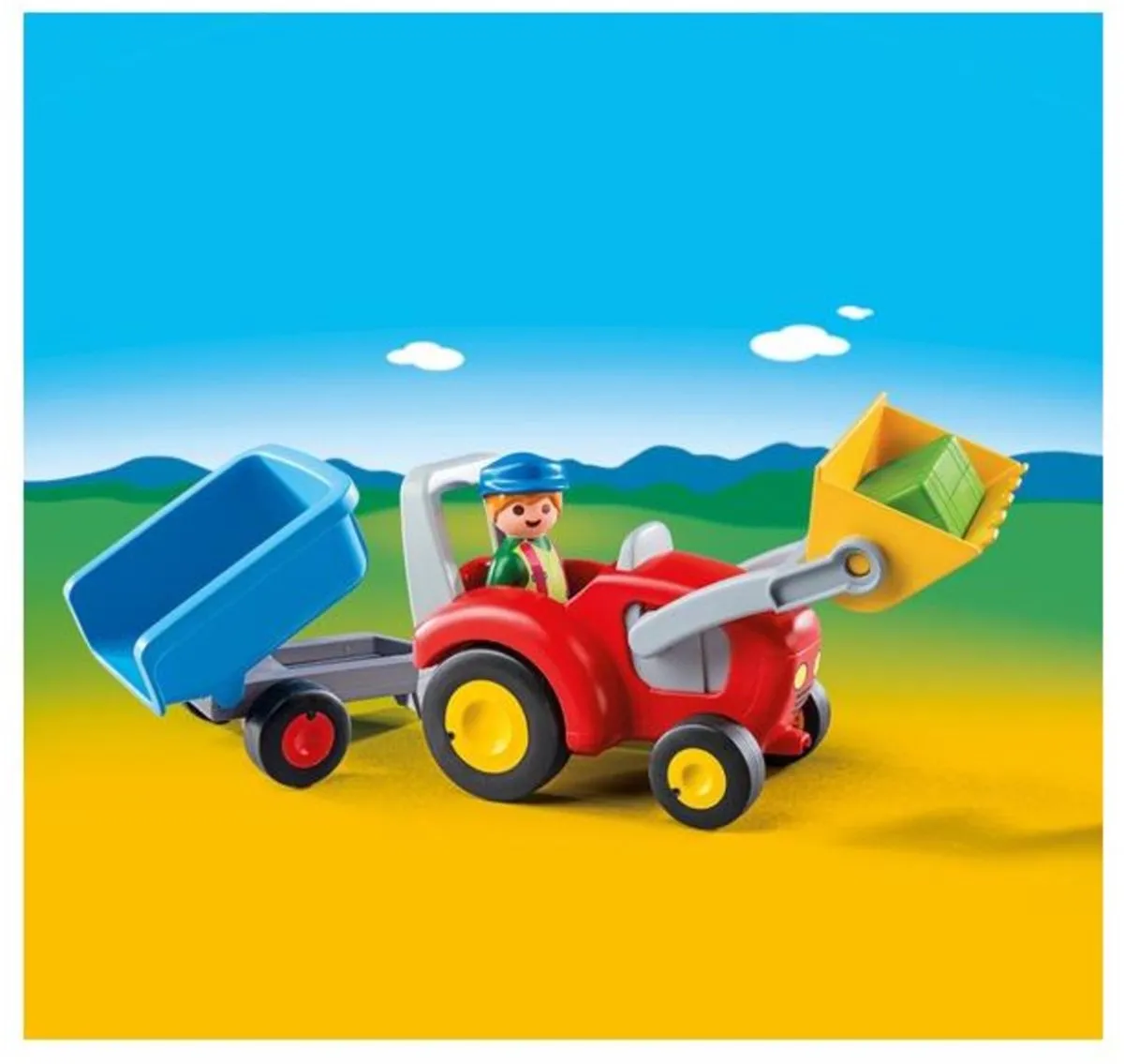 PLAYMOBIL 1.2.3 Boer met tractor en aanhangwagen - 6964