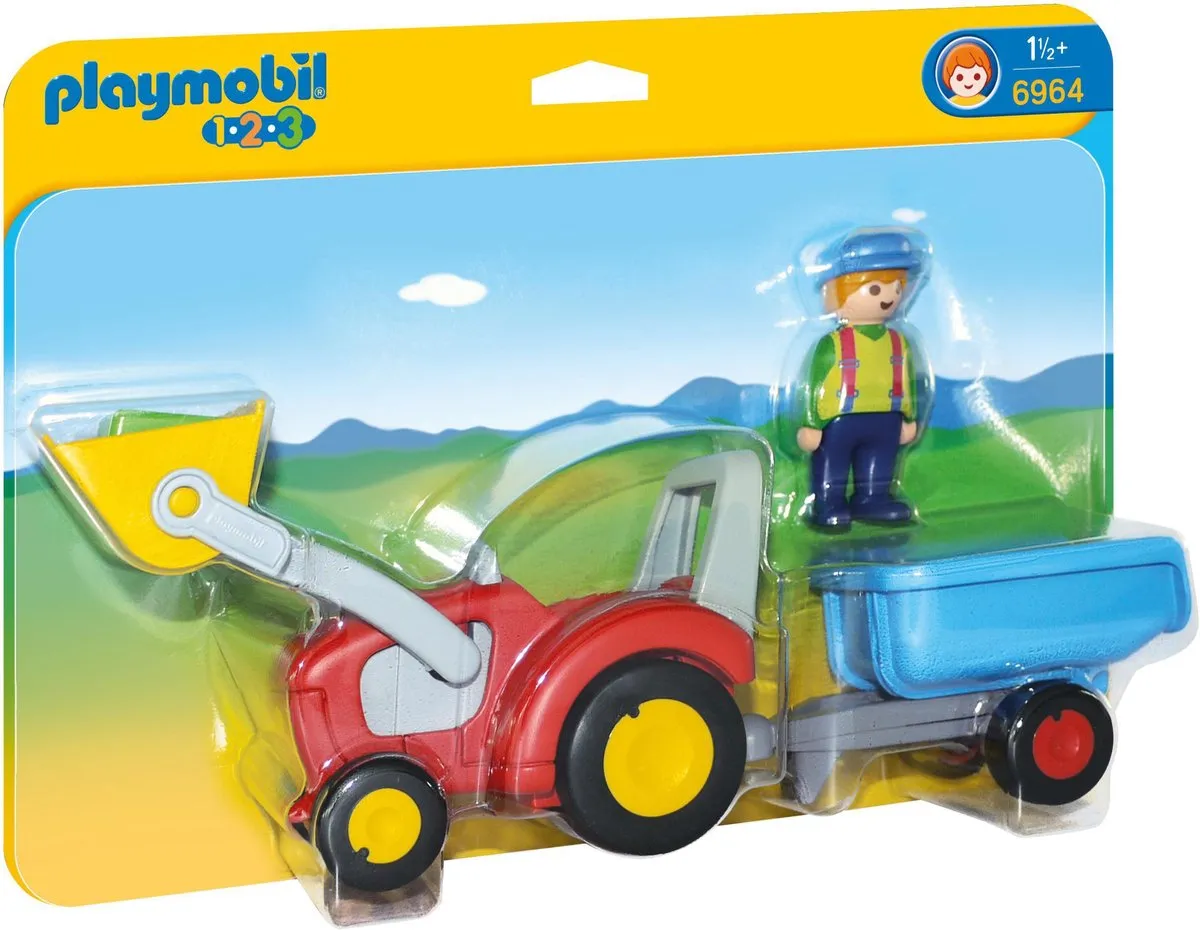 PLAYMOBIL 1.2.3 Boer met tractor en aanhangwagen