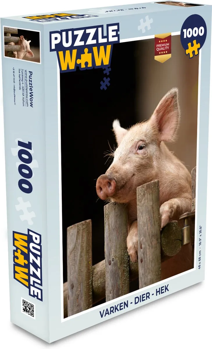 PuzzleWow Varken Hek Legpuzzel 1000 Stuks