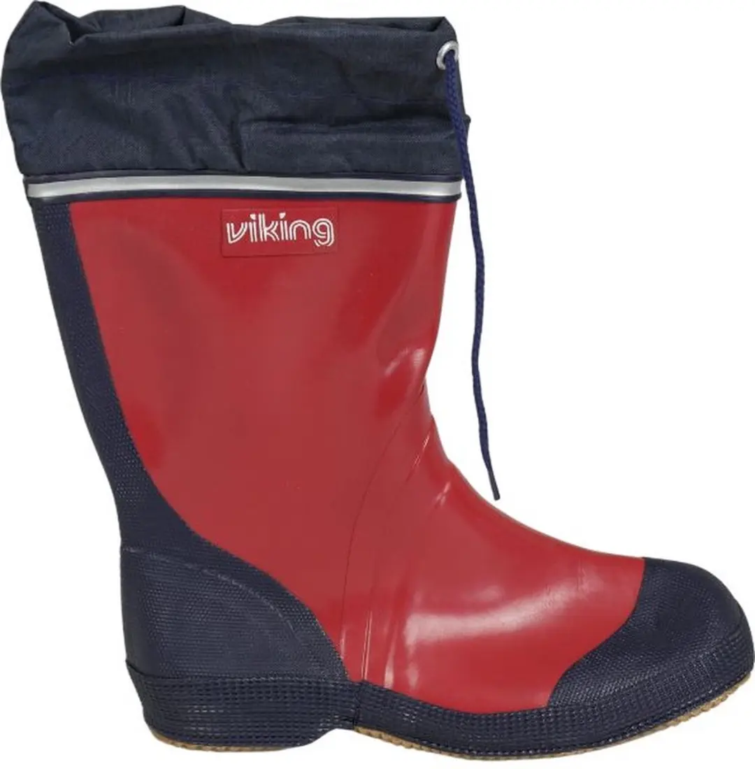 Rubberen kinderlaars-Antislip zool-Veterboord-Rood met blauwe rand-Maat 32-Water