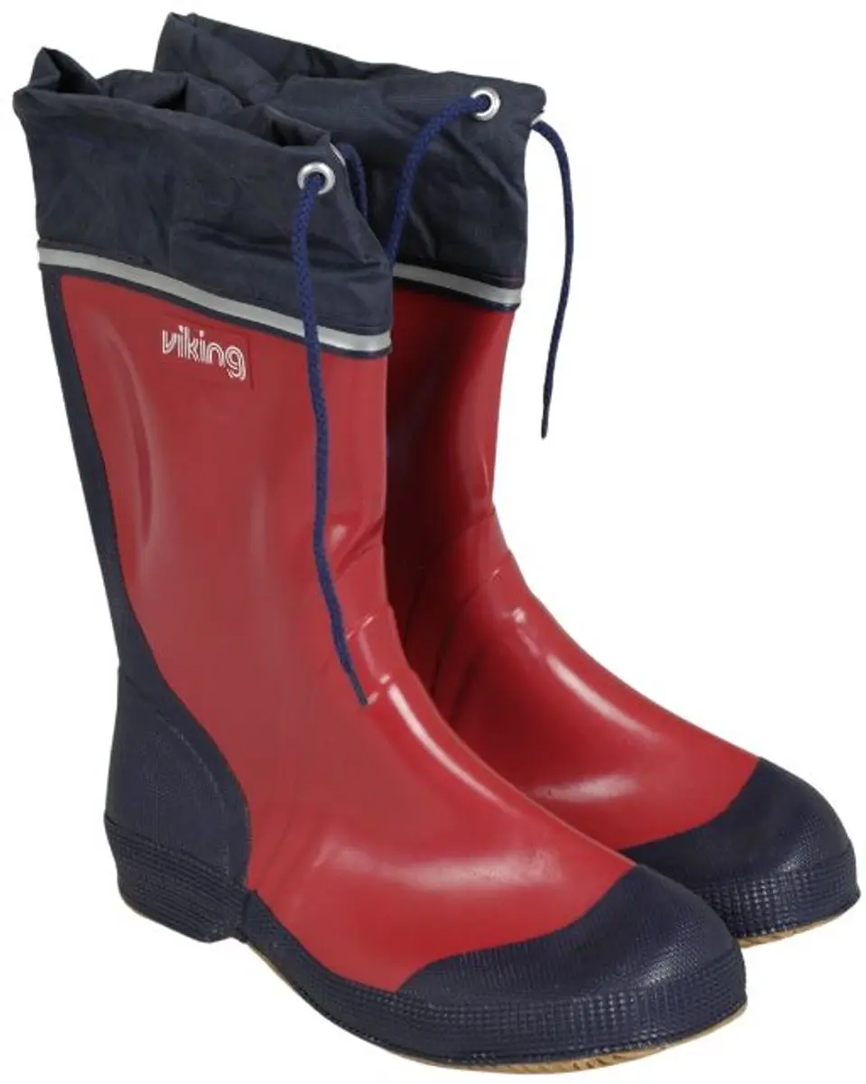Rubberen kinderlaars-Antislip zool-Veterboord-Rood met blauwe rand-Maat 25-Water