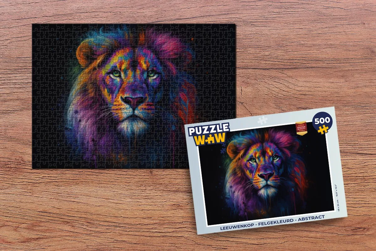 PuzzleWow Leeuwenkop Abstract Legpuzzel 500 Stuks - Leeuw