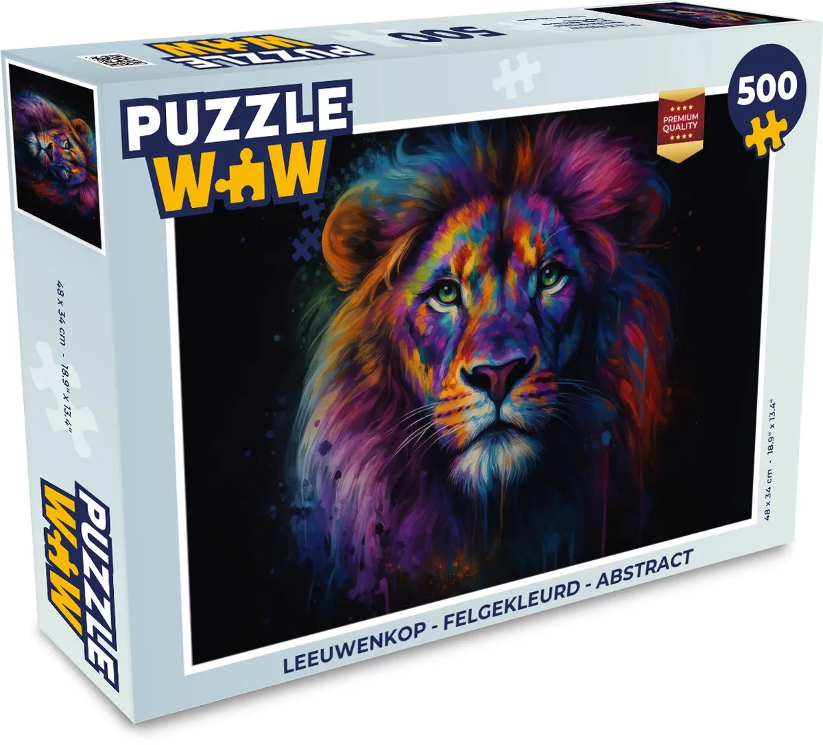 PuzzleWow Leeuwenkop Abstract Legpuzzel 500 Stuks - Leeuw