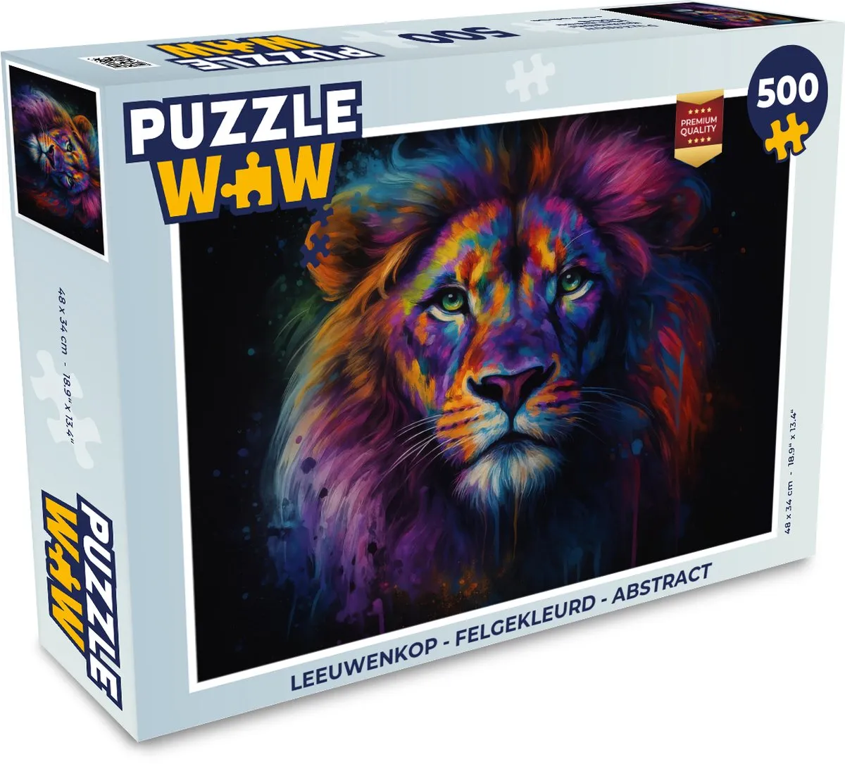 PuzzleWow Leeuwenkop Abstract Legpuzzel 500 Stuks