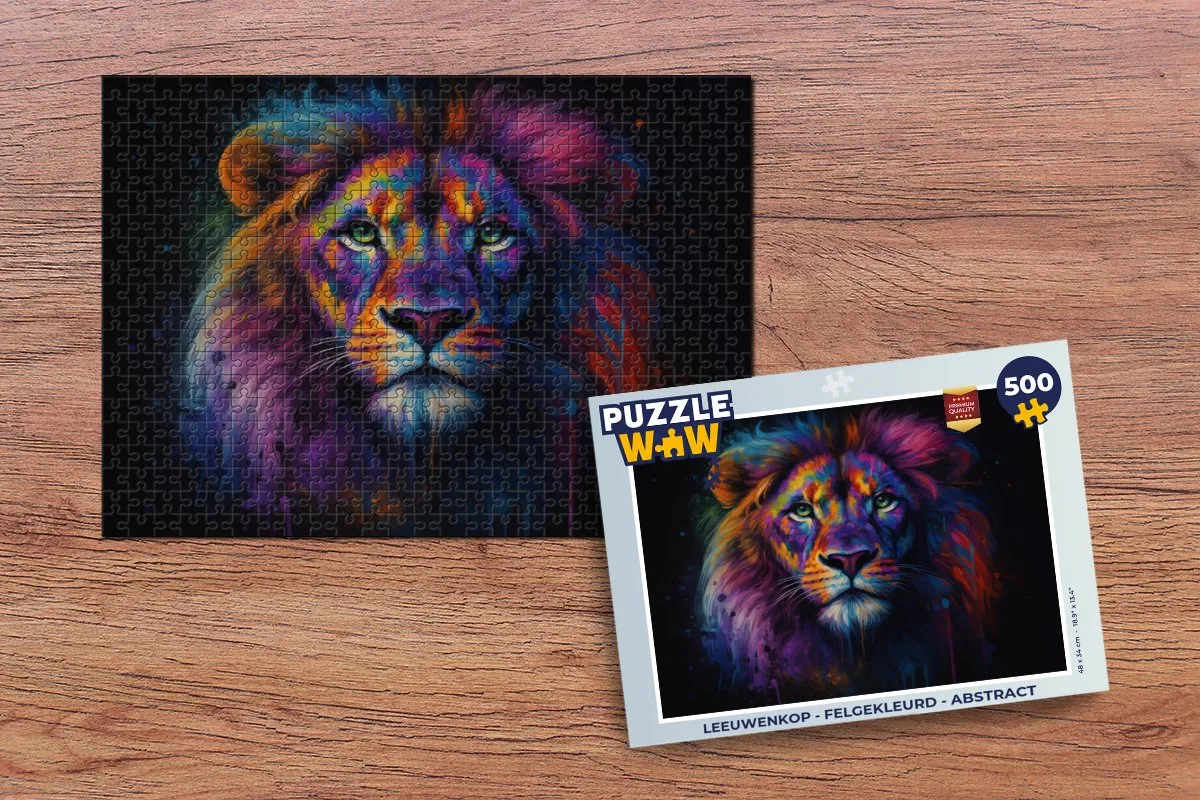 PuzzleWow Leeuwenkop Abstract Legpuzzel 500 Stuks - Leeuw