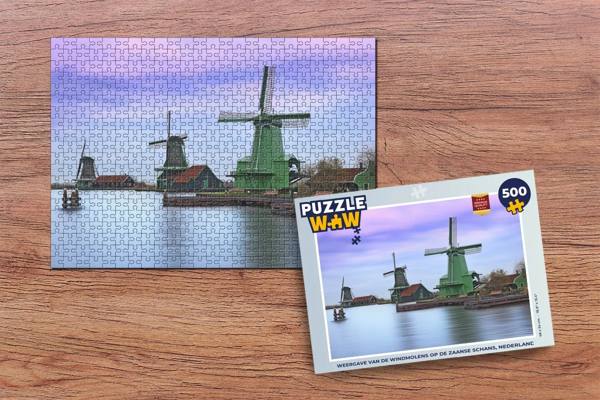 PuzzleWow Legpuzzel Zaanse Schans 500 Stuks - Multicolor