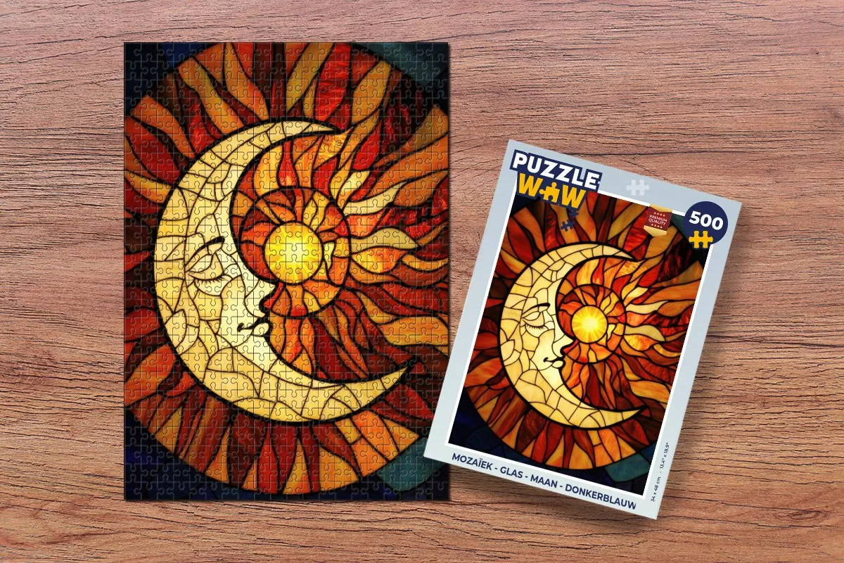 PuzzleWow Maan Mozaïek Legpuzzel 500 Stuks - Donkerblauw