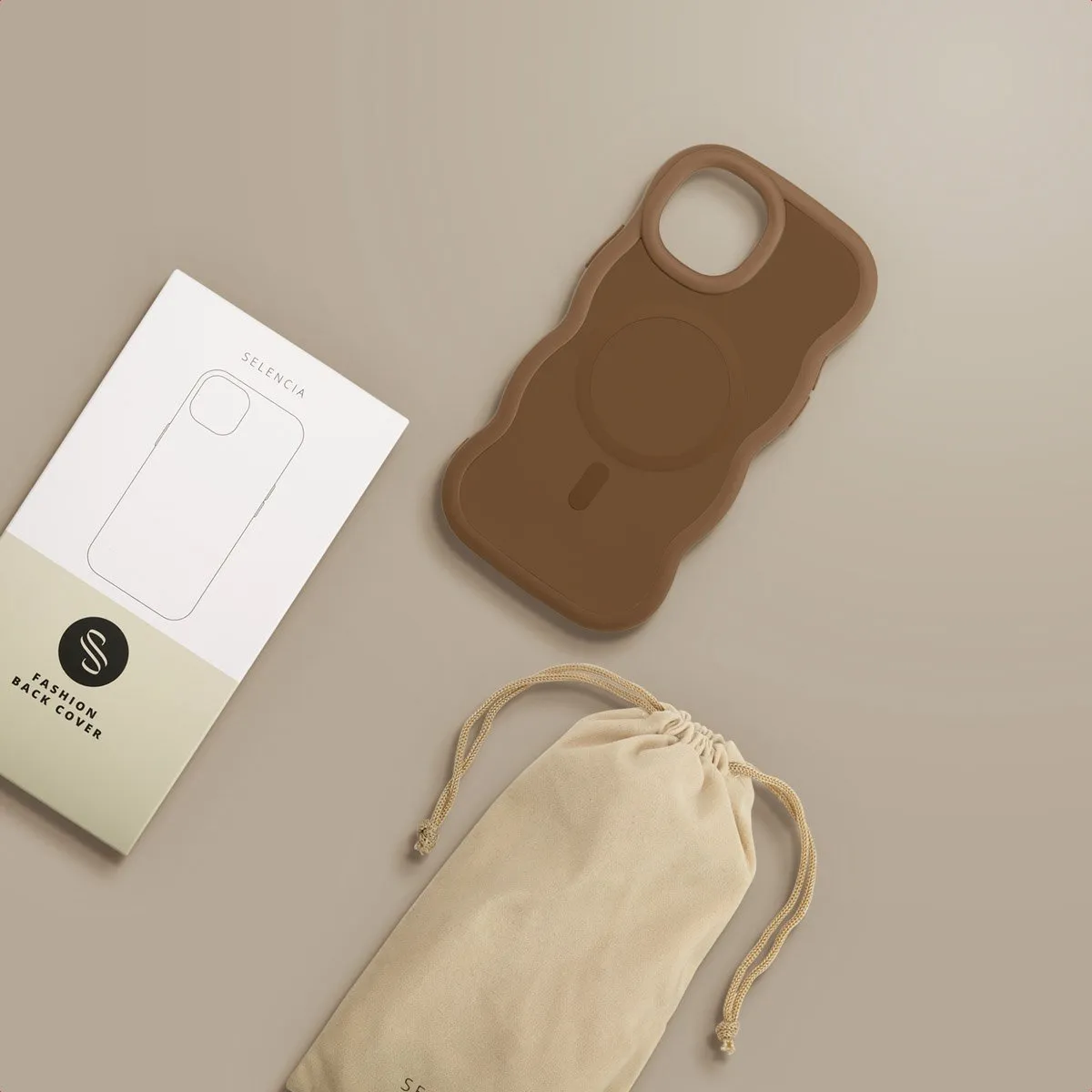 Selencia Wavy Case iPhone 12 Pro - Mocha Brown