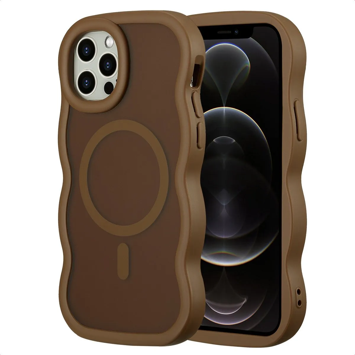 Selencia Wavy Case iPhone 12 Pro - Mocha Brown