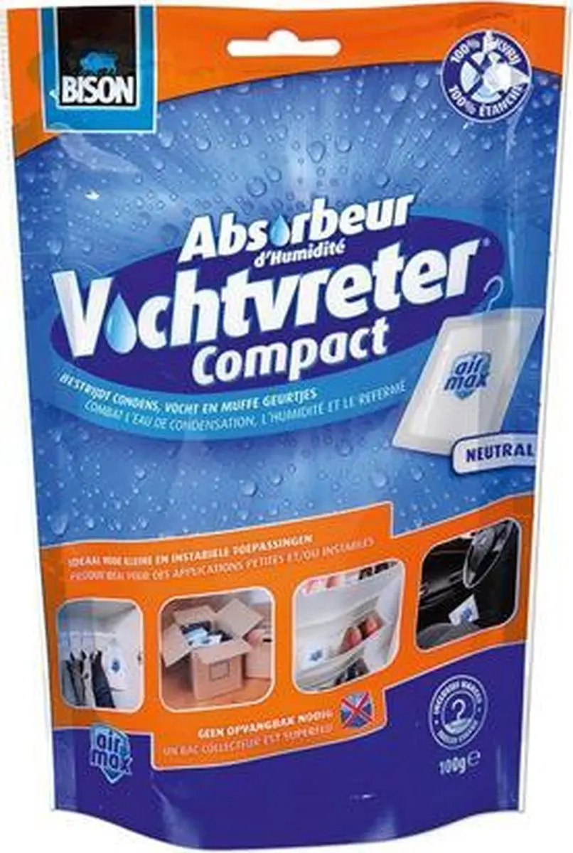 Bison Vochtvreter Compact 100g - Hanger voor kasten/auto/caravan - afbeelding 5 van 5