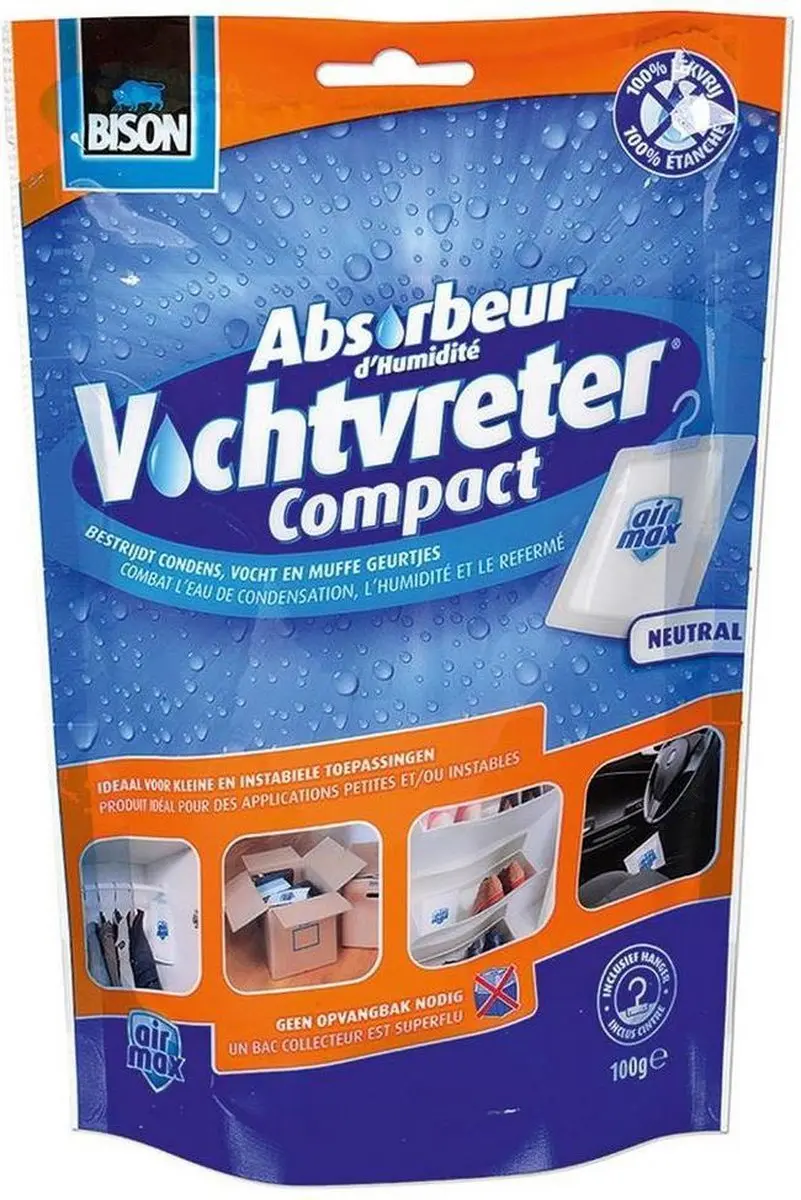 Bison Vochtvreter Compact 100g - Hanger voor kasten/auto/caravan - afbeelding 3 van 5