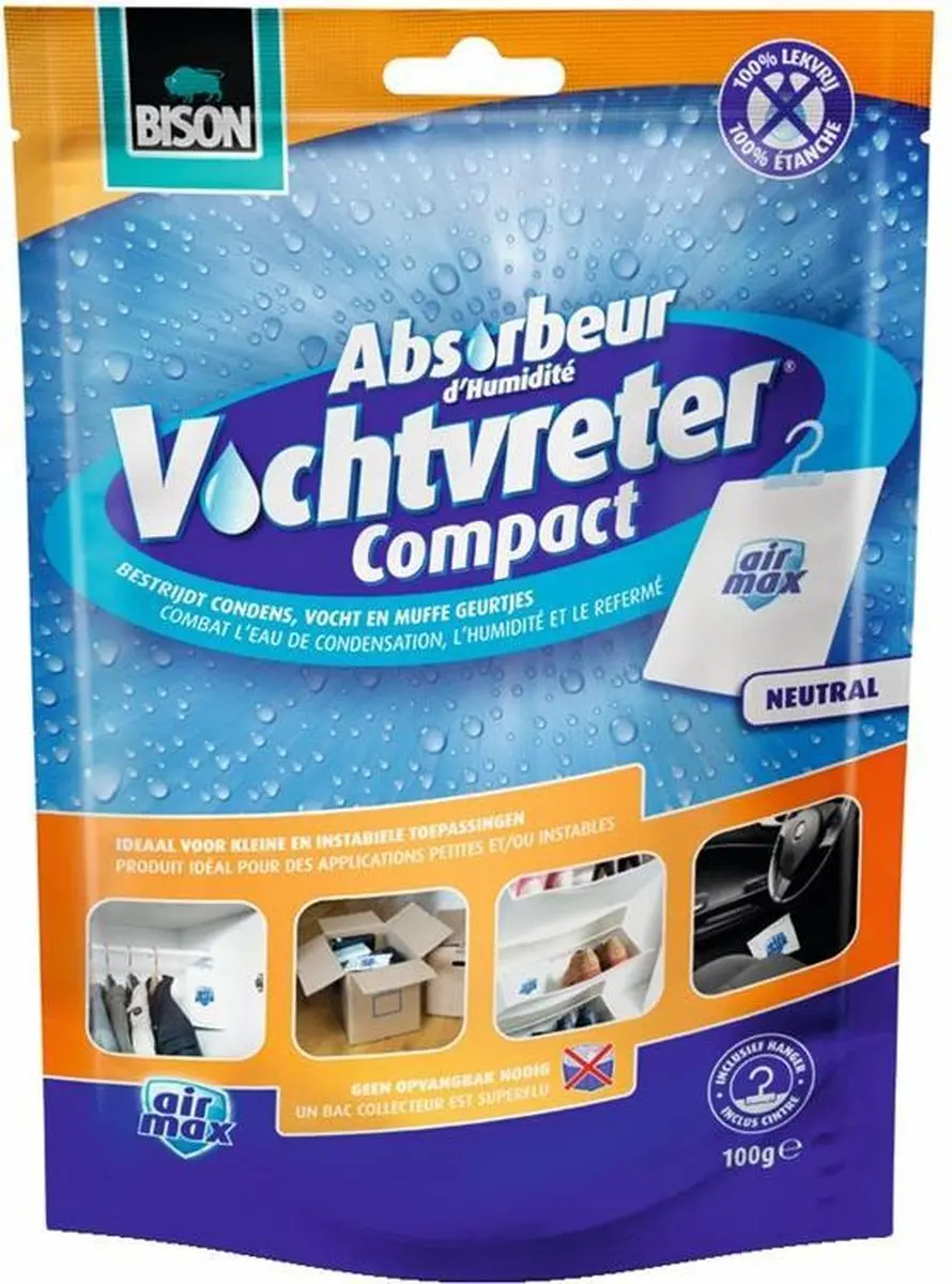 Bison Vochtvreter Compact 100g - Hanger voor kasten/auto/caravan - afbeelding 4 van 5