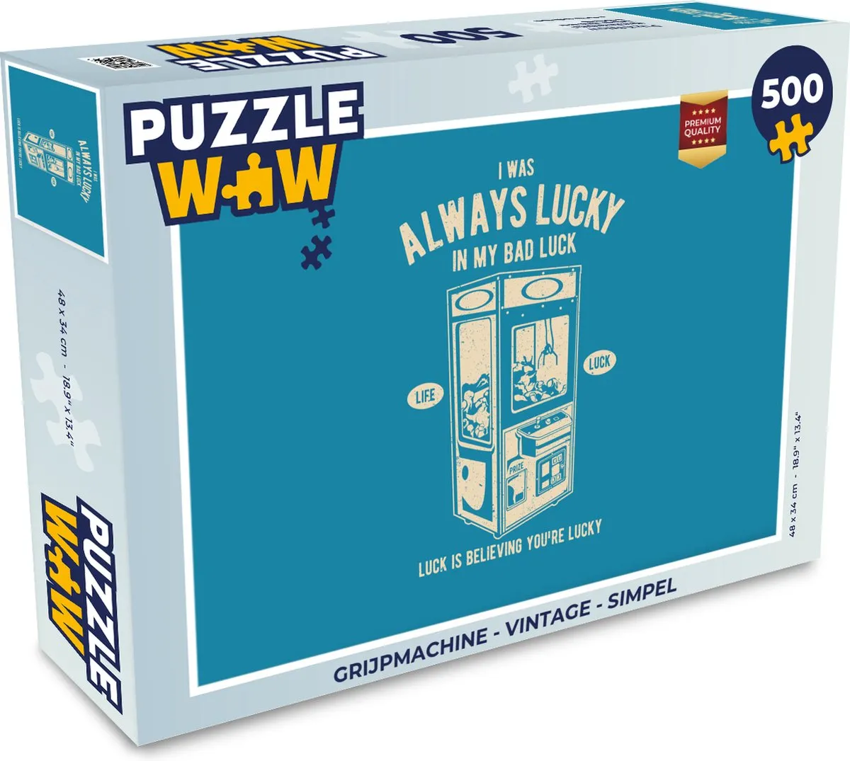 PuzzleWow Vintage Grijpmachine Legpuzzel 500 Stuks